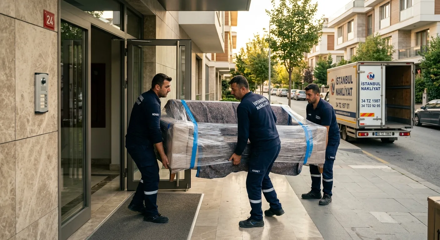 Pendik'te evden eve nakliyat yapan profesyonel ekip mobilya taşıyor