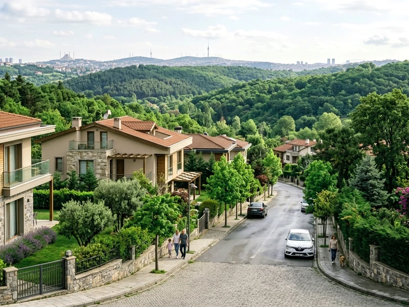 Göçbeyli köyü tarım alanları ve evler